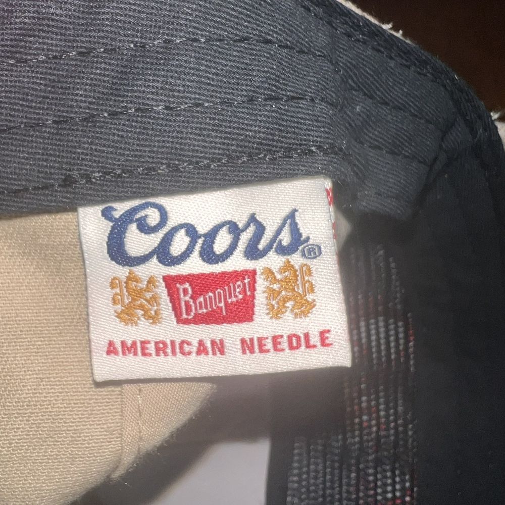 Coors Beer Hat American Needle Khaki Red‎ Script Logo Snapback Tan Golf Cap NWOT - Picture 4 of 10